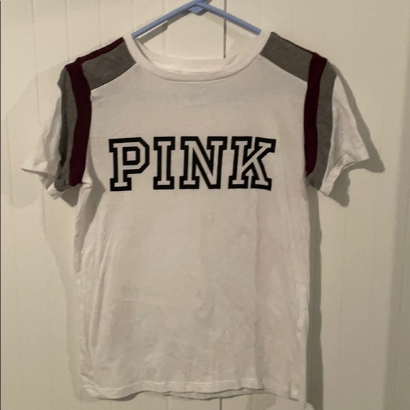 Victoria’s Secret PINK XS logo t shirt maroon gray - Picture 1 of 7